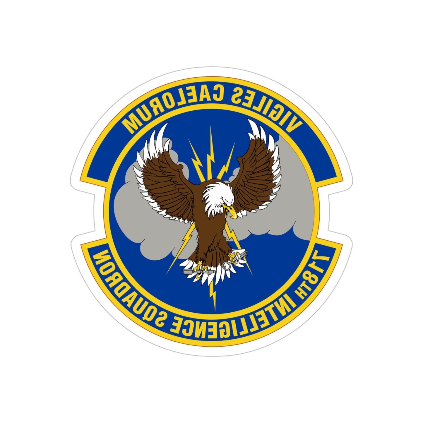 718 Intelligence Sq AFRC (U.S. Air Force) REVERSE PRINT Transparent STICKER-4" × 4"-The Sticker Space