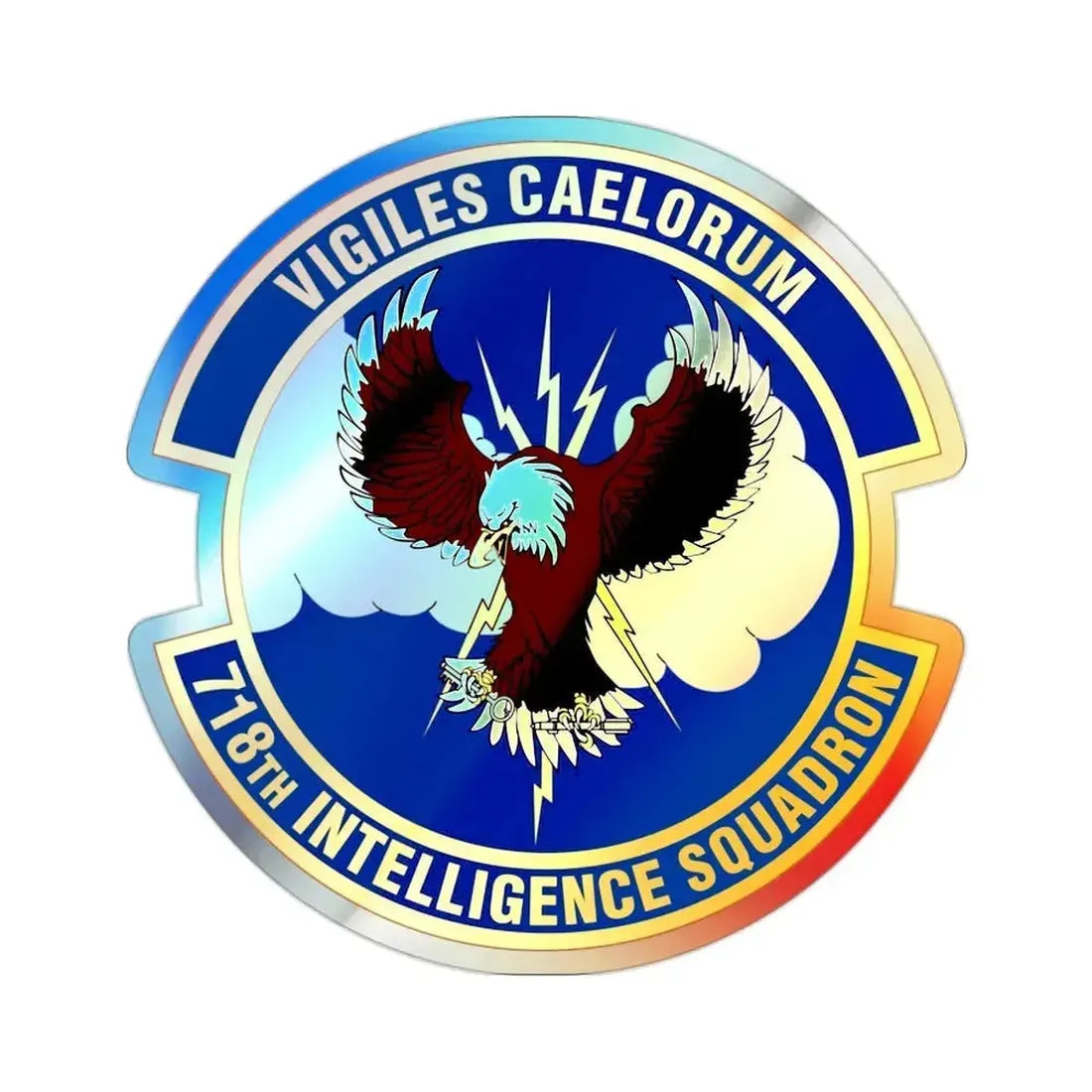 718 Intelligence Sq AFRC (U.S. Air Force) Holographic STICKER Die-Cut Vinyl Decal 2 Inch Holographic - The Sticker Space
