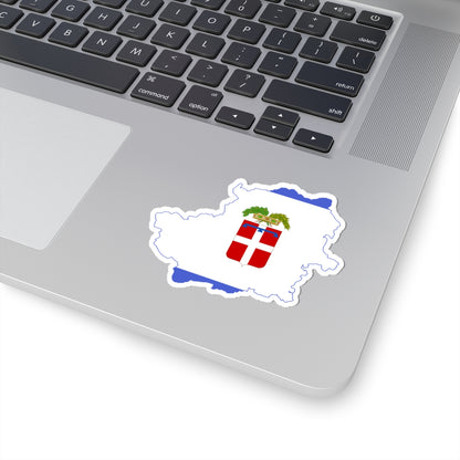 Flag map of the Province of Turin (Italy) STICKER Vinyl Kiss-Cut Decal