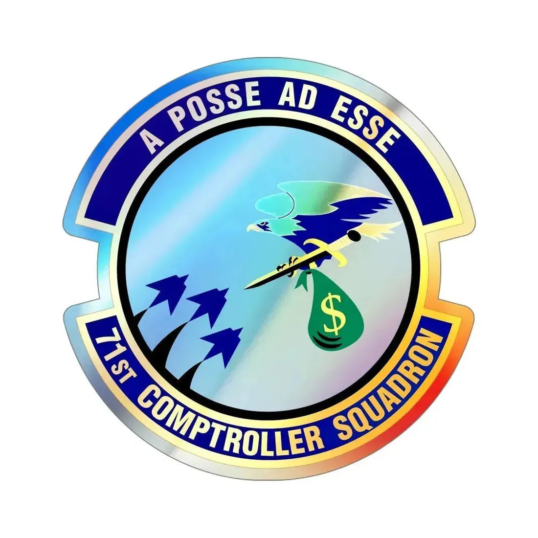 71st Comptroller Squadron (U.S. Air Force) Holographic STICKER Die-Cut Vinyl Decal 5 Inch Holographic - The Sticker Space