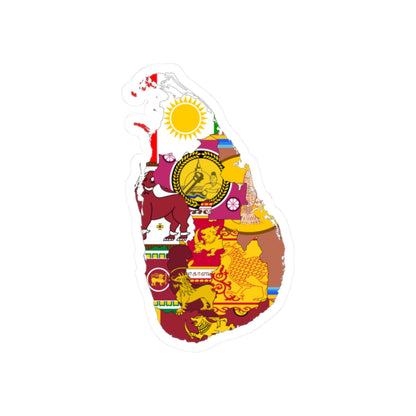Sri Lankan Provinces combined Flag-map (Sri Lanka) STICKER Vinyl Kiss-Cut Decal