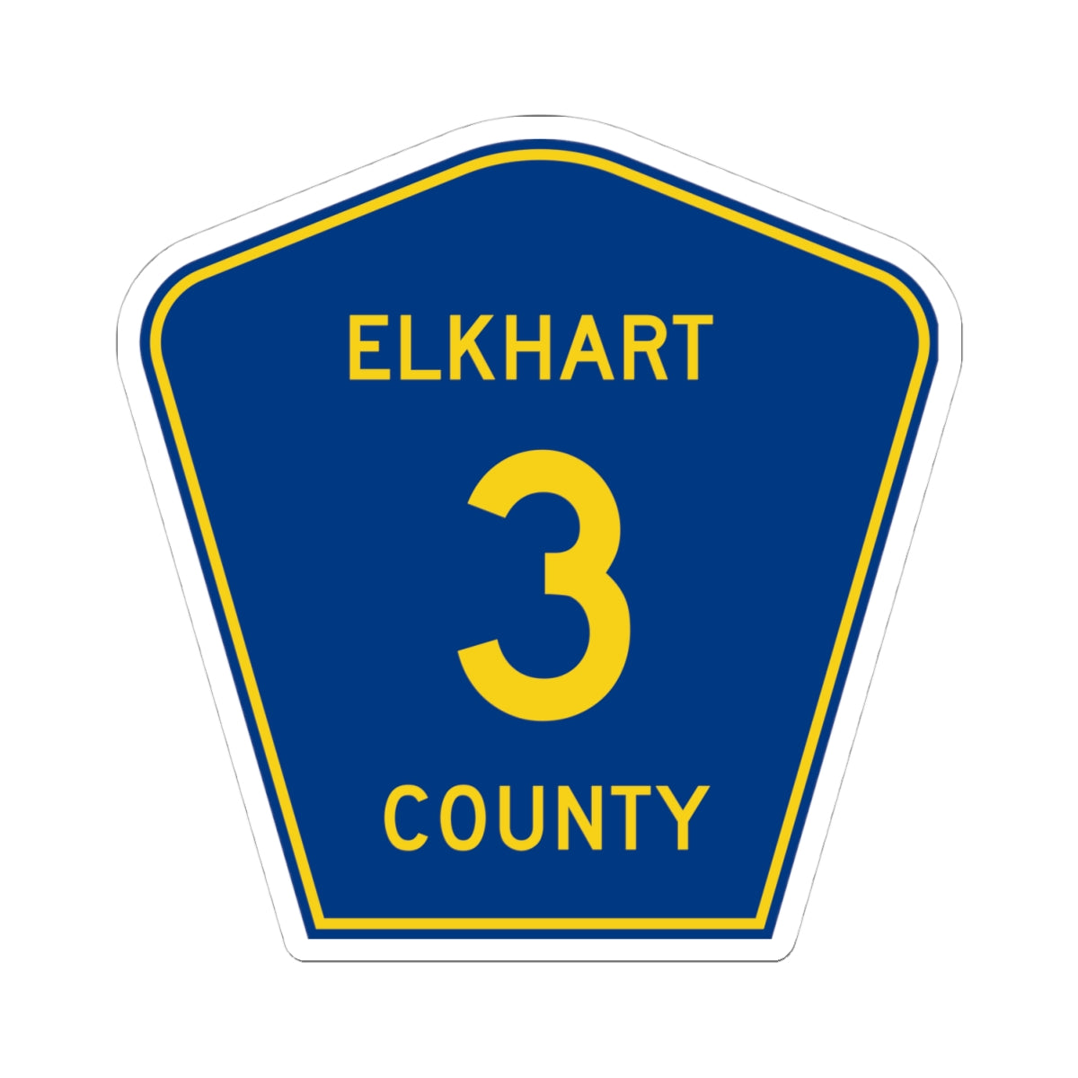 Elkhart County Road 3 IN (Indiana) (Road Sign) STICKER Vinyl Kiss-Cut Decal