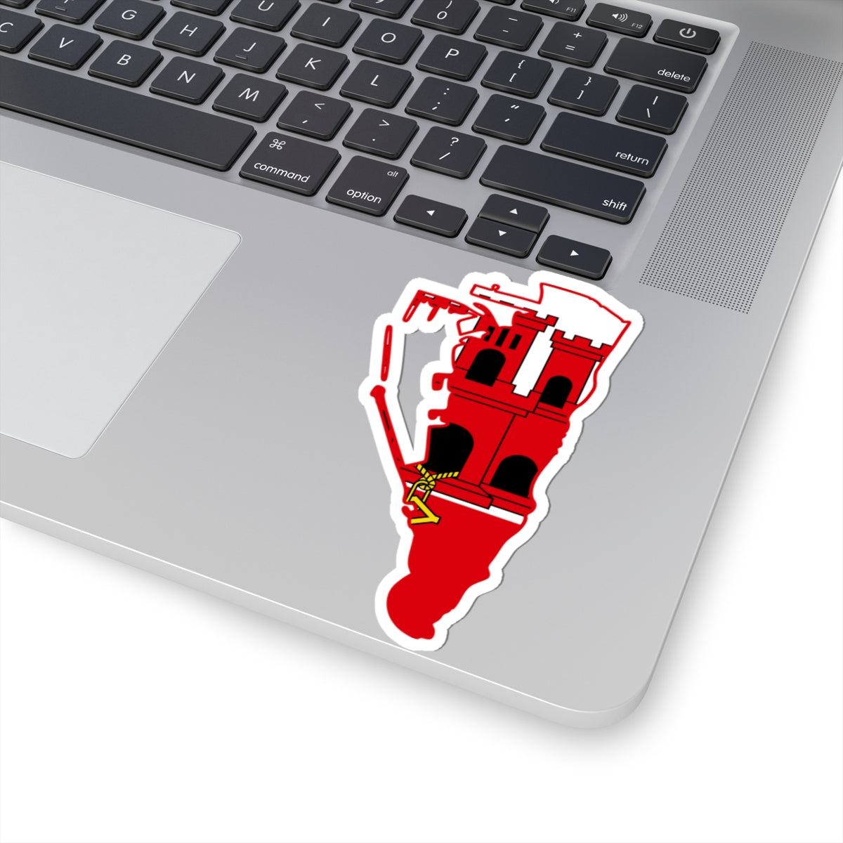 Flag map of Gibraltar (United Kingdom) STICKER Vinyl Kiss-Cut Decal