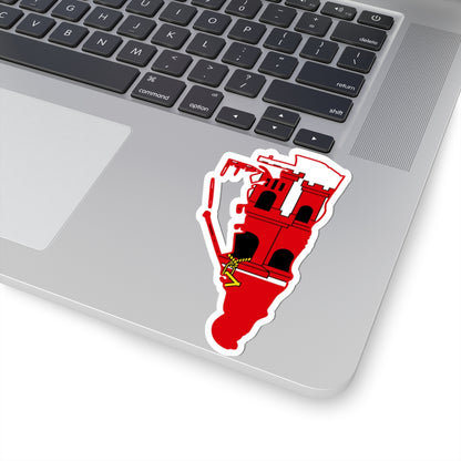 Flag map of Gibraltar (United Kingdom) STICKER Vinyl Kiss-Cut Decal