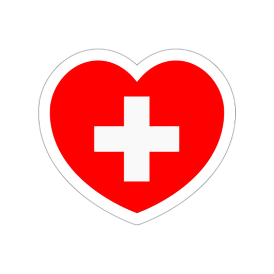 Heart Flag of Switzerland - STICKER Vinyl Die-Cut Decal