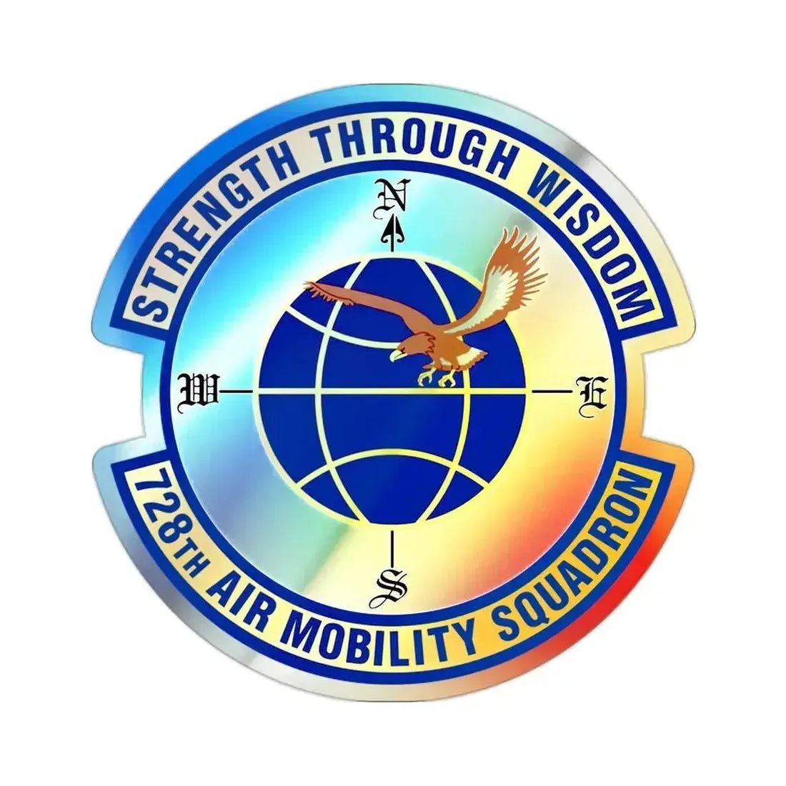 728 Air Mobility Squadron AMC (U.S. Air Force) Holographic STICKER Die-Cut Vinyl Decal 2 Inch - The Sticker Space