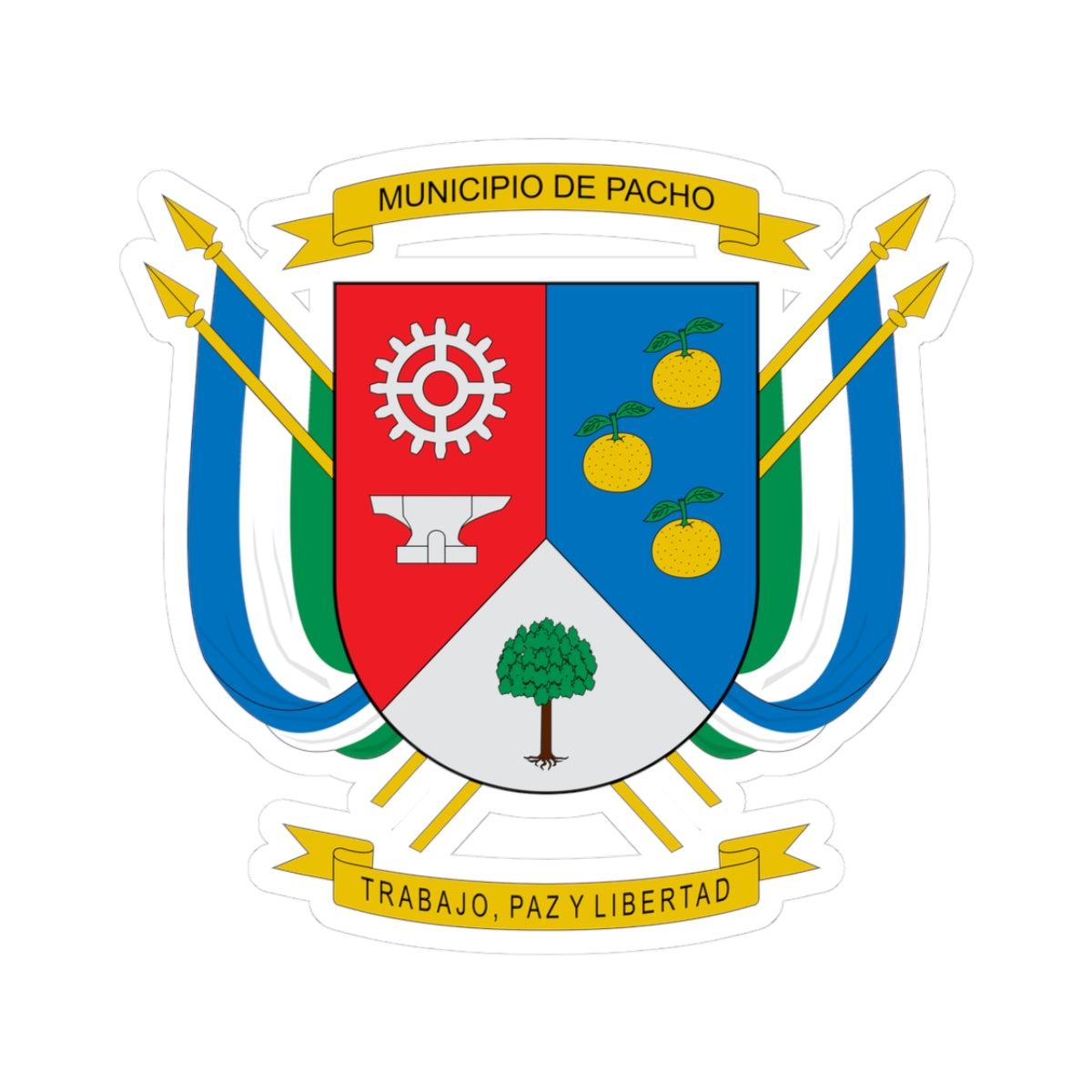 Escudo de Pacho (Colombia) (Coat of Arms) STICKER Vinyl Kiss-Cut Decal
