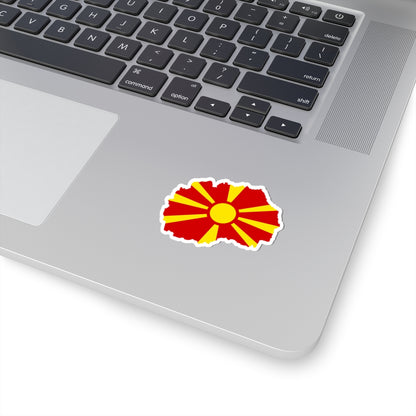 Flag map of North Macedonia (North Macedonia) STICKER Vinyl Kiss-Cut Decal