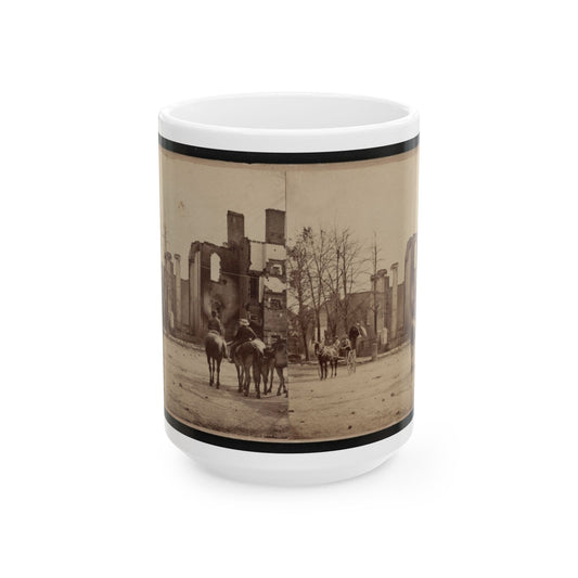 Bank Of Chambersburg & Franklin House, Chambersburg, Franklin Co., Pa., Destroyed By The Rebels Under Mccausland, July 30th, 1864 (U.S. Civil War) White Coffee Mug