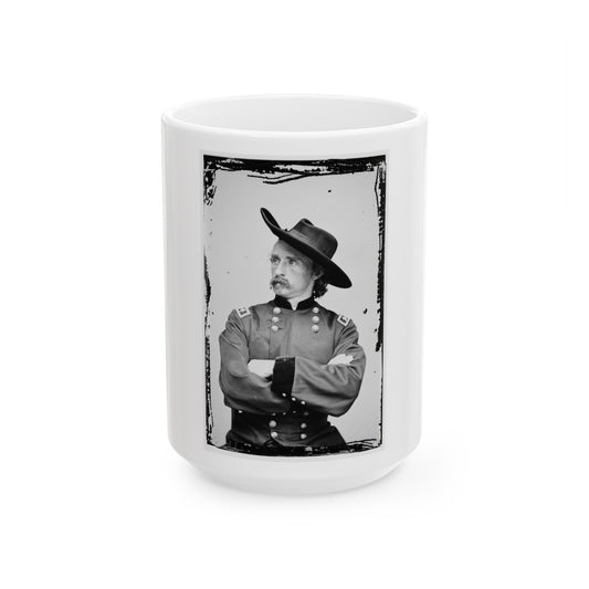 Portrait Of Maj. Gen. (As Of Apr. 15, 1865) George A. Custer, Officer Of The Federal Army (U.S. Civil War) White Coffee Mug
