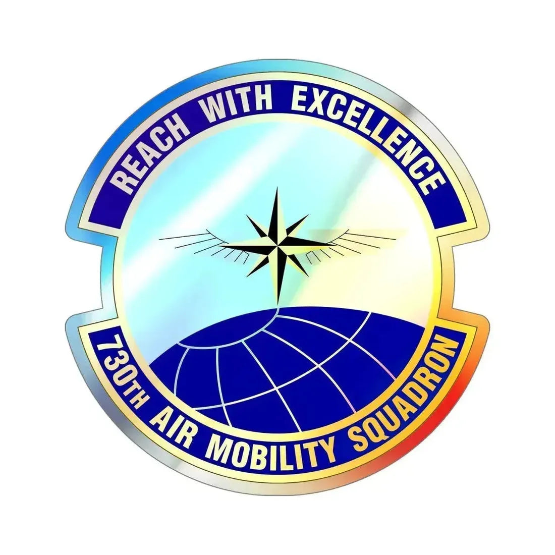 730 Air Mobility Squadron AMC (U.S. Air Force) Holographic STICKER Die-Cut Vinyl Decal 6 Inch - The Sticker Space