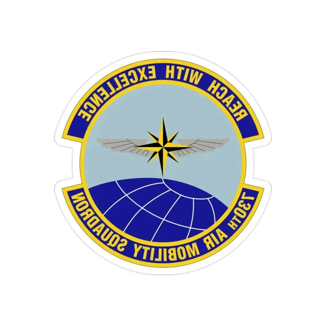 730 Air Mobility Squadron AMC (U.S. Air Force) REVERSE PRINT Transparent Die-Cut STICKER 2 Inch Die-Cut Transparent - The Sticker Space