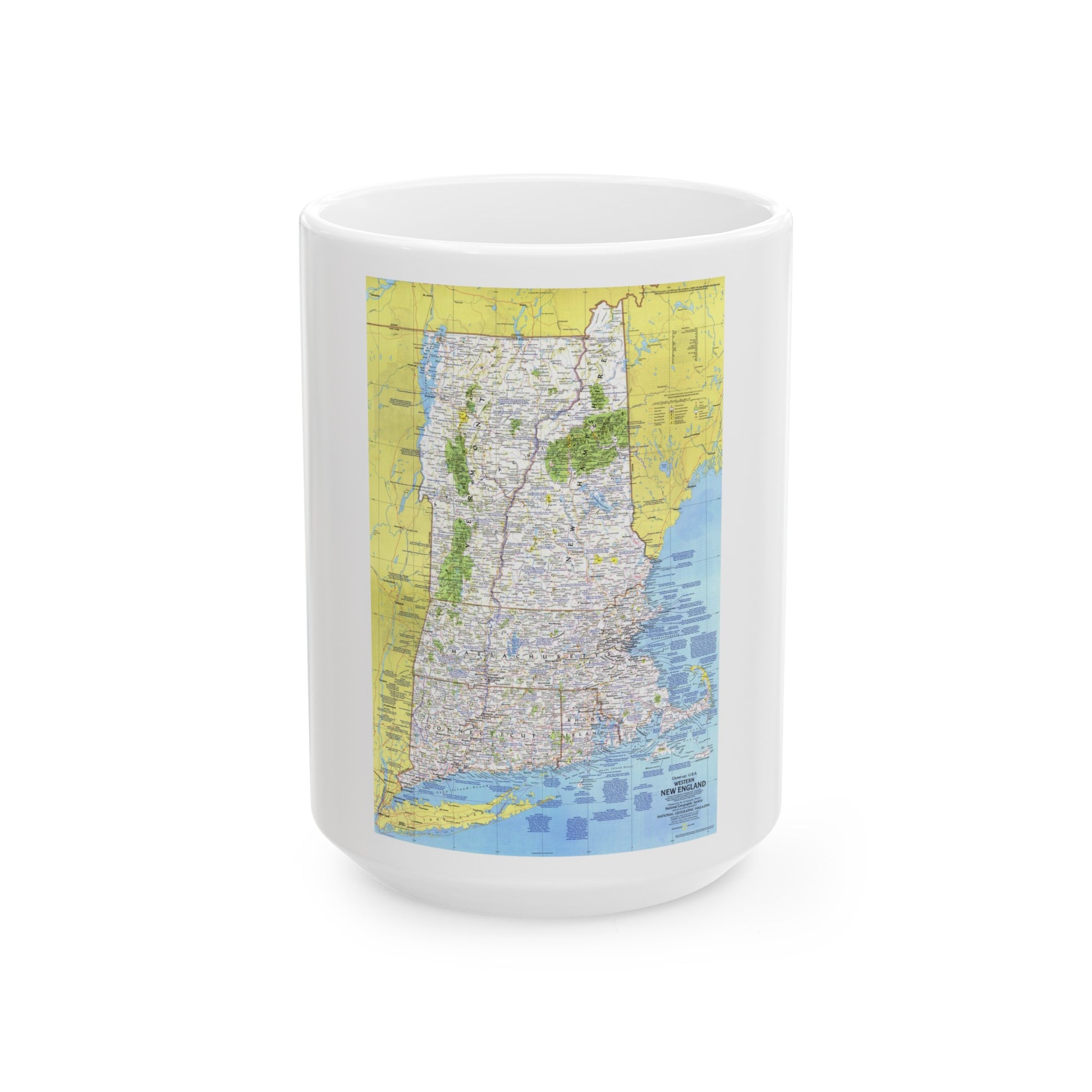 USA - Western New England 1 (1975) (Map) White Coffee Mug-15oz-The Sticker Space