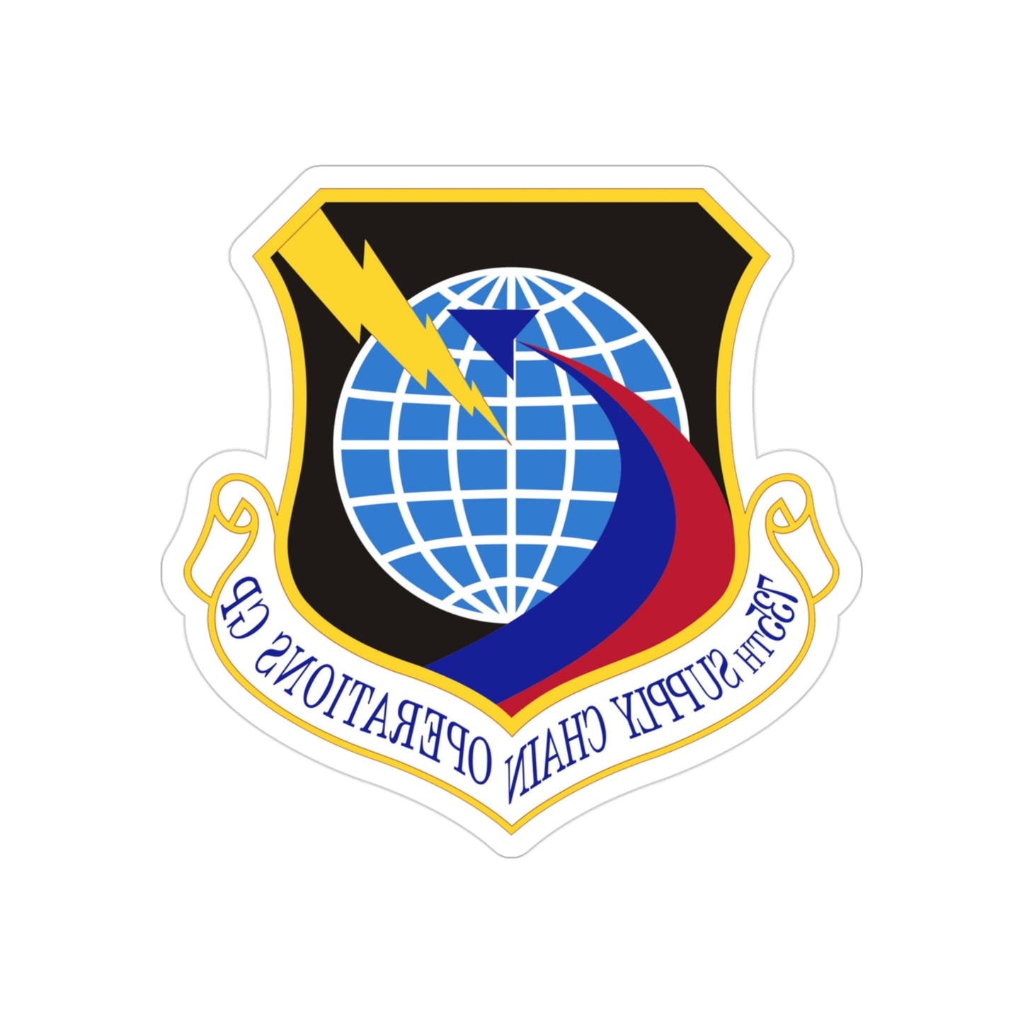 735th Supply Chain Operations Group (U.S. Air Force) REVERSE PRINT Transparent STICKER-3" × 3"-The Sticker Space