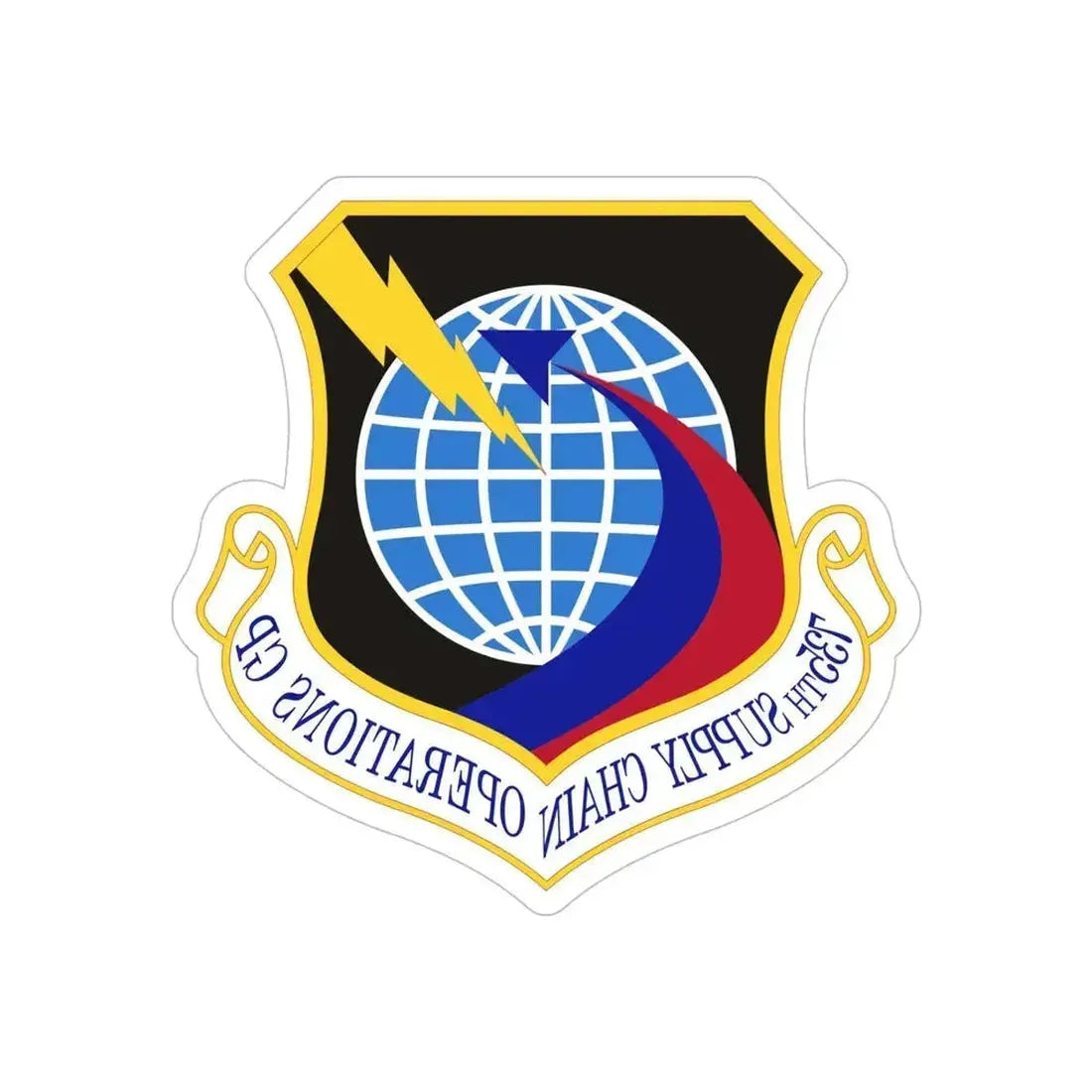 735th Supply Chain Operations Group (U.S. Air Force) REVERSE PRINT Transparent Die-Cut STICKER 5 Inch Die-Cut Transparent - The Sticker Space