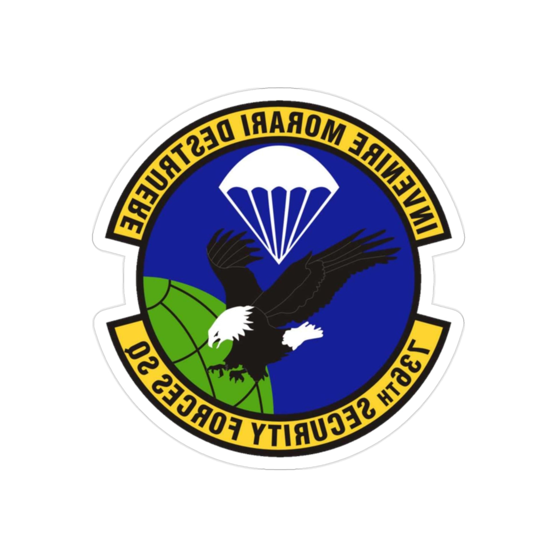 736th Security Forces Squadron (U.S. Air Force) REVERSE PRINT Transparent STICKER-2" × 2"-The Sticker Space