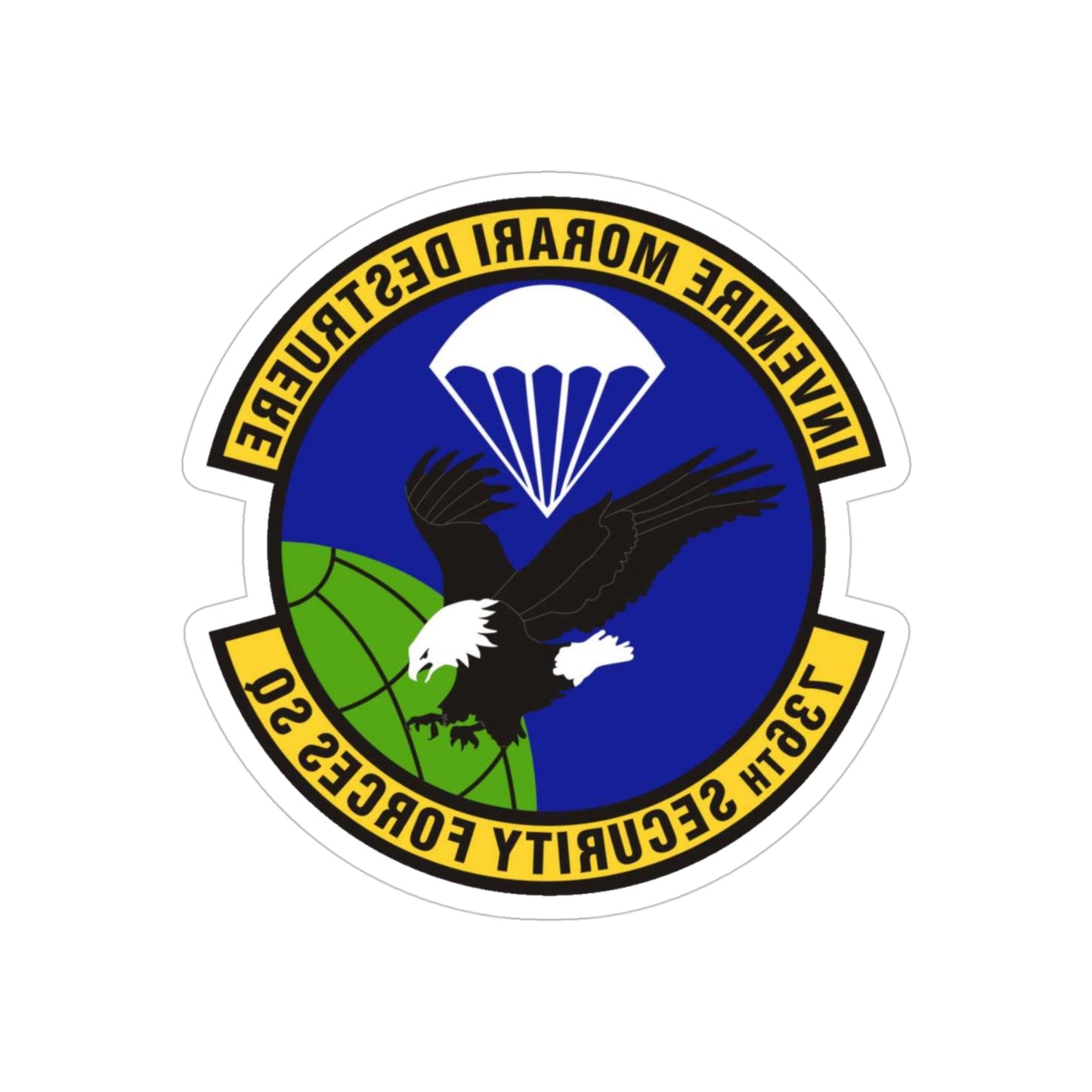 736th Security Forces Squadron (U.S. Air Force) REVERSE PRINT Transparent STICKER-4" × 4"-The Sticker Space