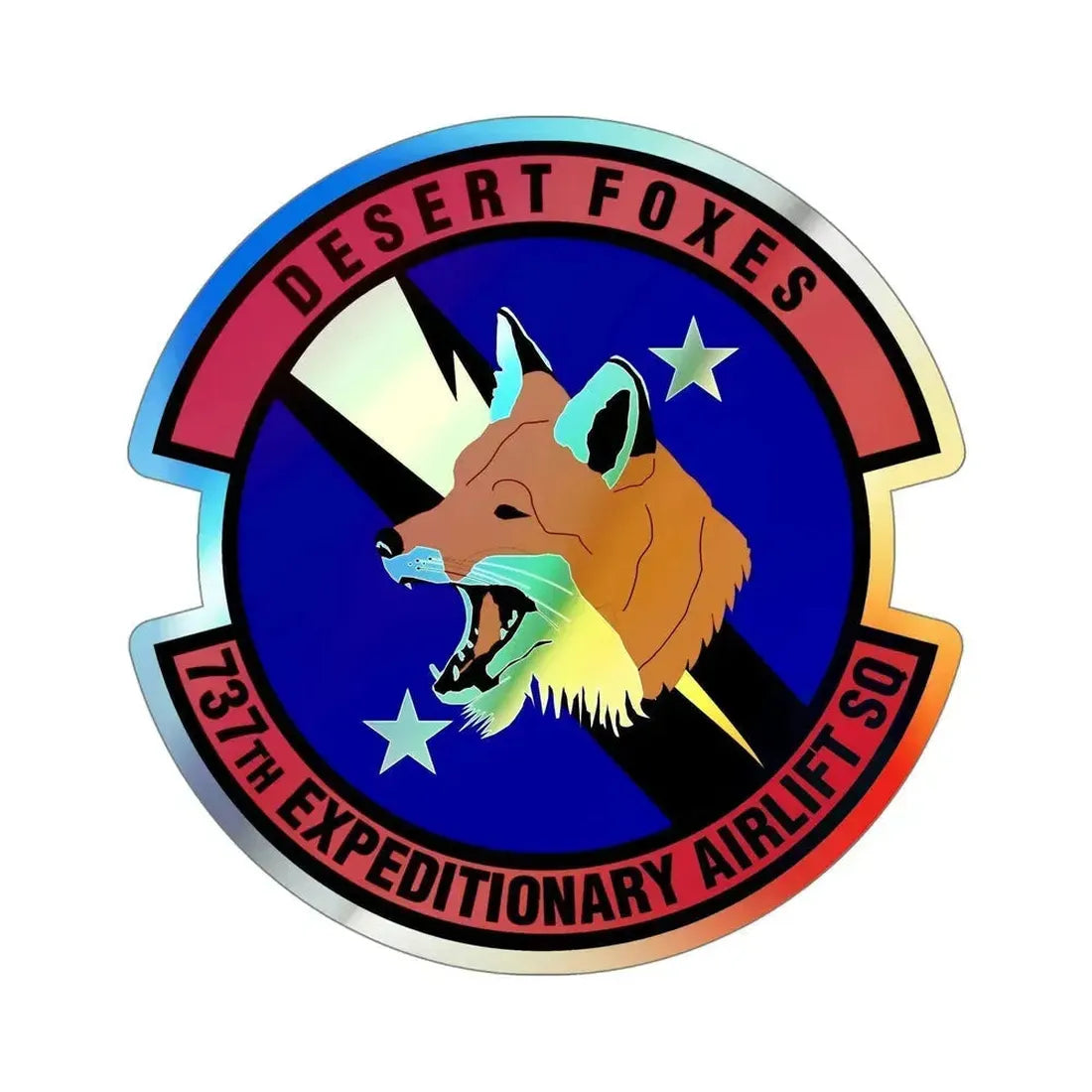 737th Expeditionary Airlift Squadron (U.S. Air Force) Holographic STICKER Die-Cut Vinyl Decal 5 Inch Holographic - The Sticker Space