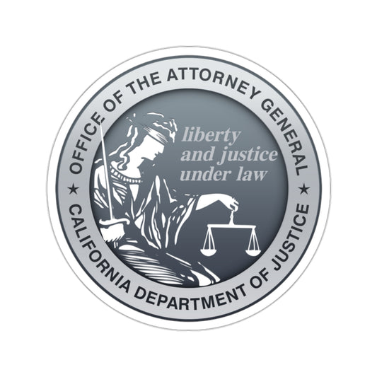 California Department of Justice - STICKER Vinyl Kiss-Cut Decal-2 Inch-White-The Sticker Space