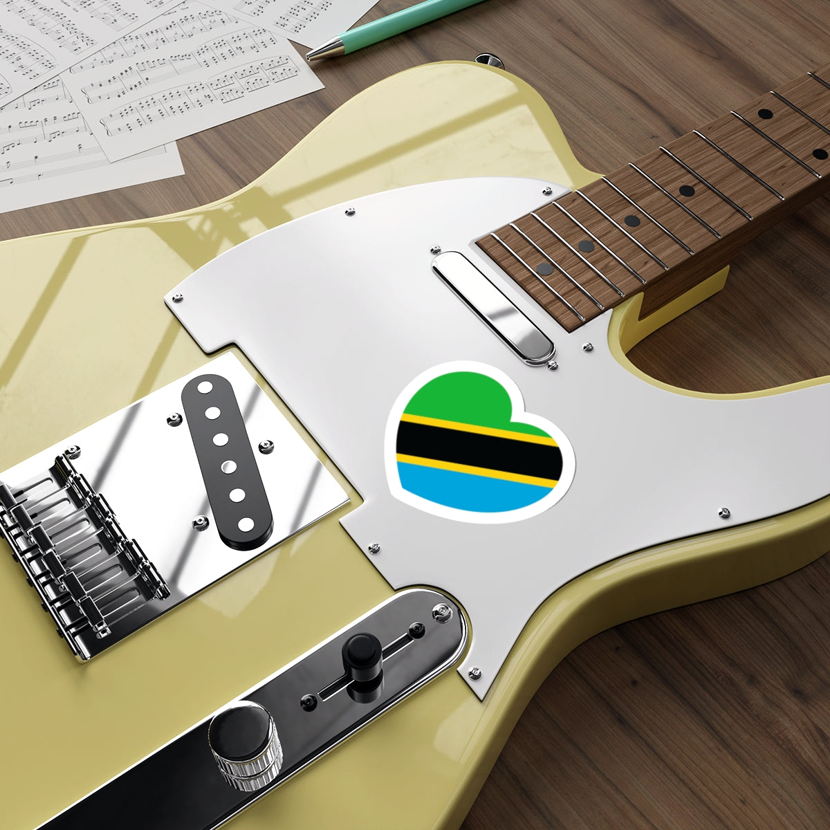 Heart Flag of Tanzania - STICKER Vinyl Die-Cut Decal