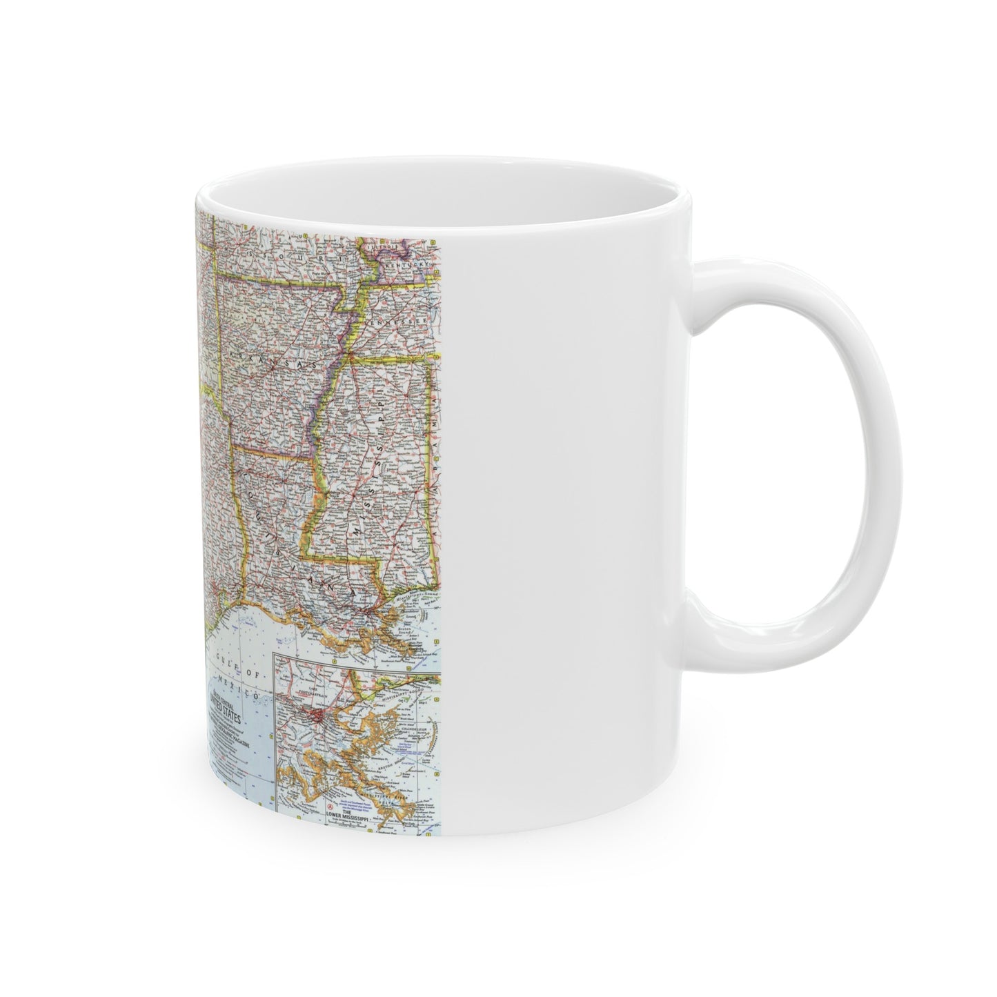 USA - South Central (1961) (Map) White Coffee Mug-The Sticker Space