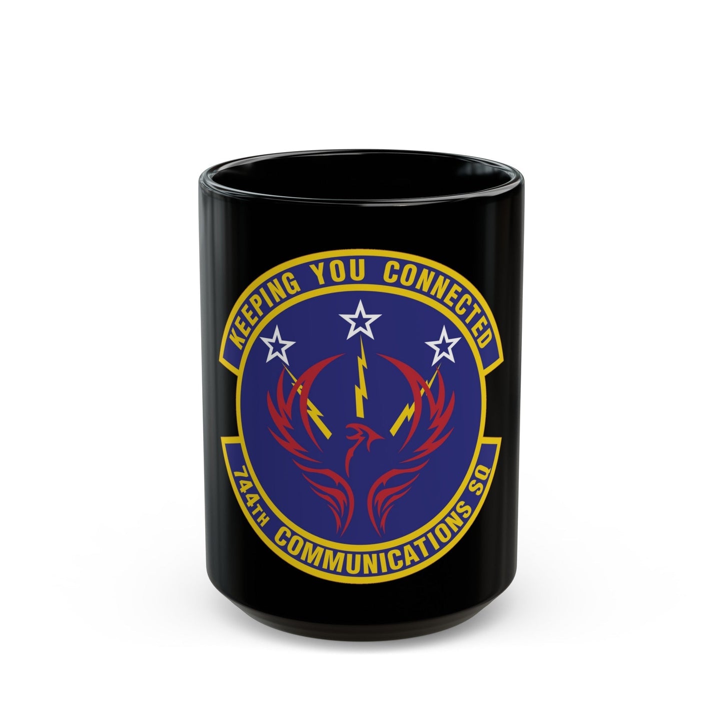 744th Communications Squadron (U.S. Air Force) Black Coffee Mug-15oz-The Sticker Space