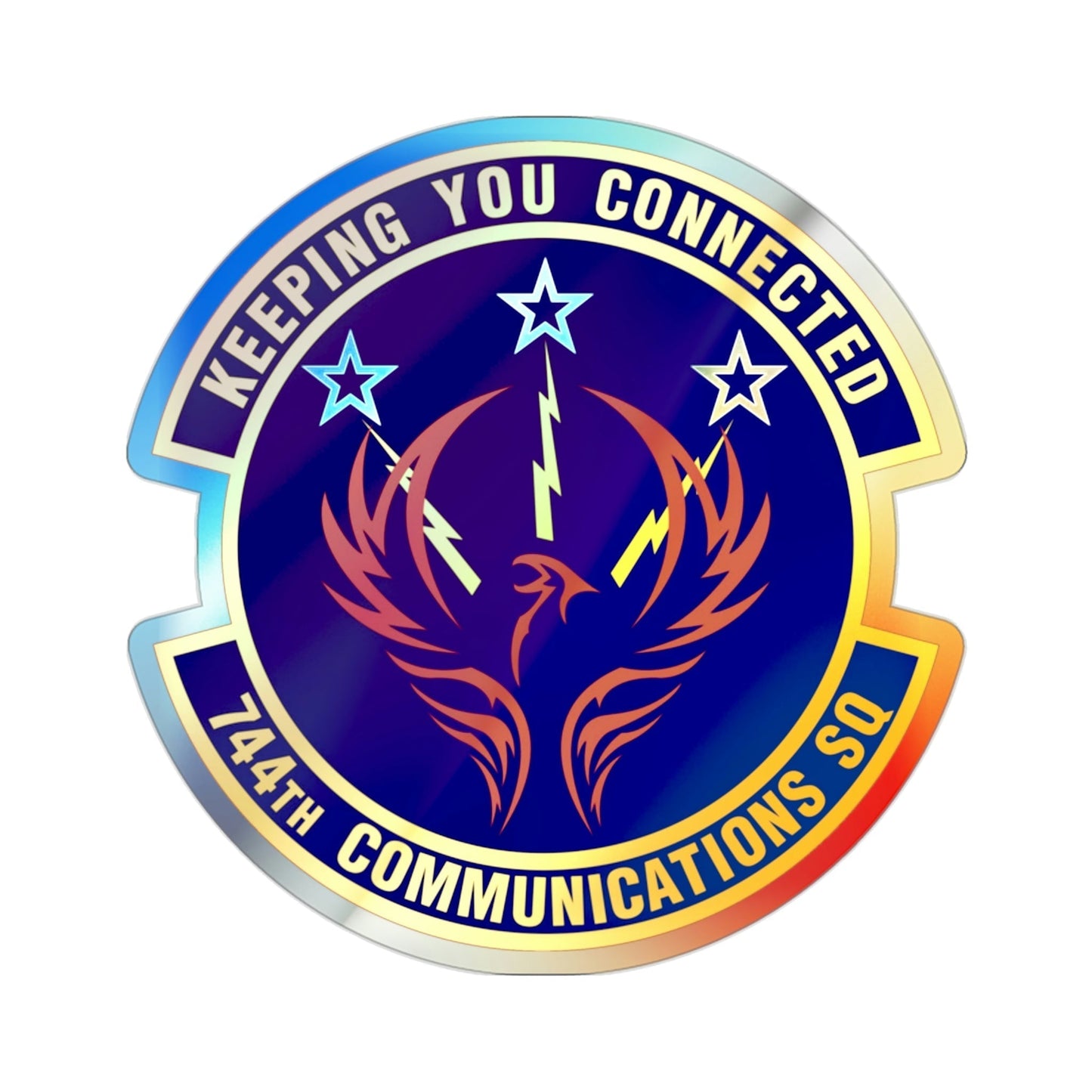 744th Communications Squadron (U.S. Air Force) Holographic STICKER Die-Cut Vinyl Decal-2 Inch-The Sticker Space