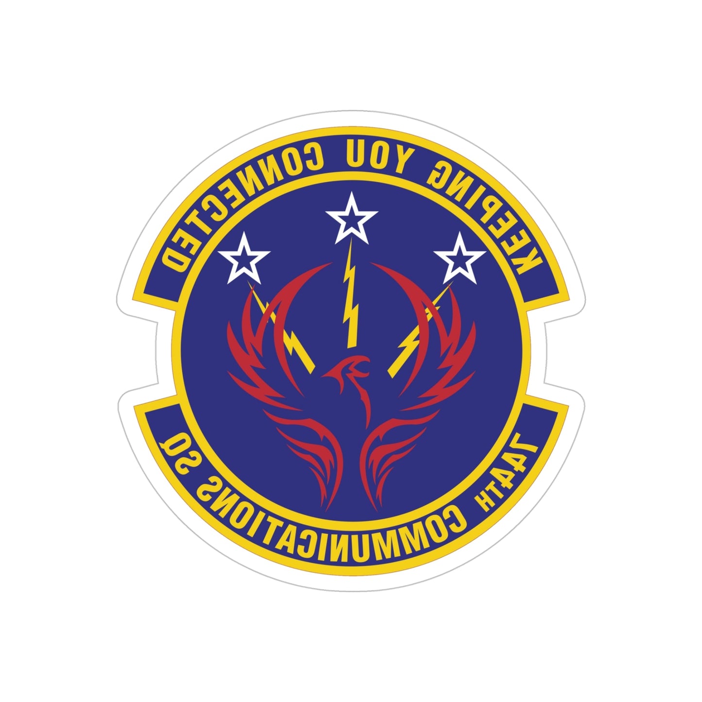 744th Communications Squadron (U.S. Air Force) REVERSE PRINT Transparent STICKER-5" × 5"-The Sticker Space