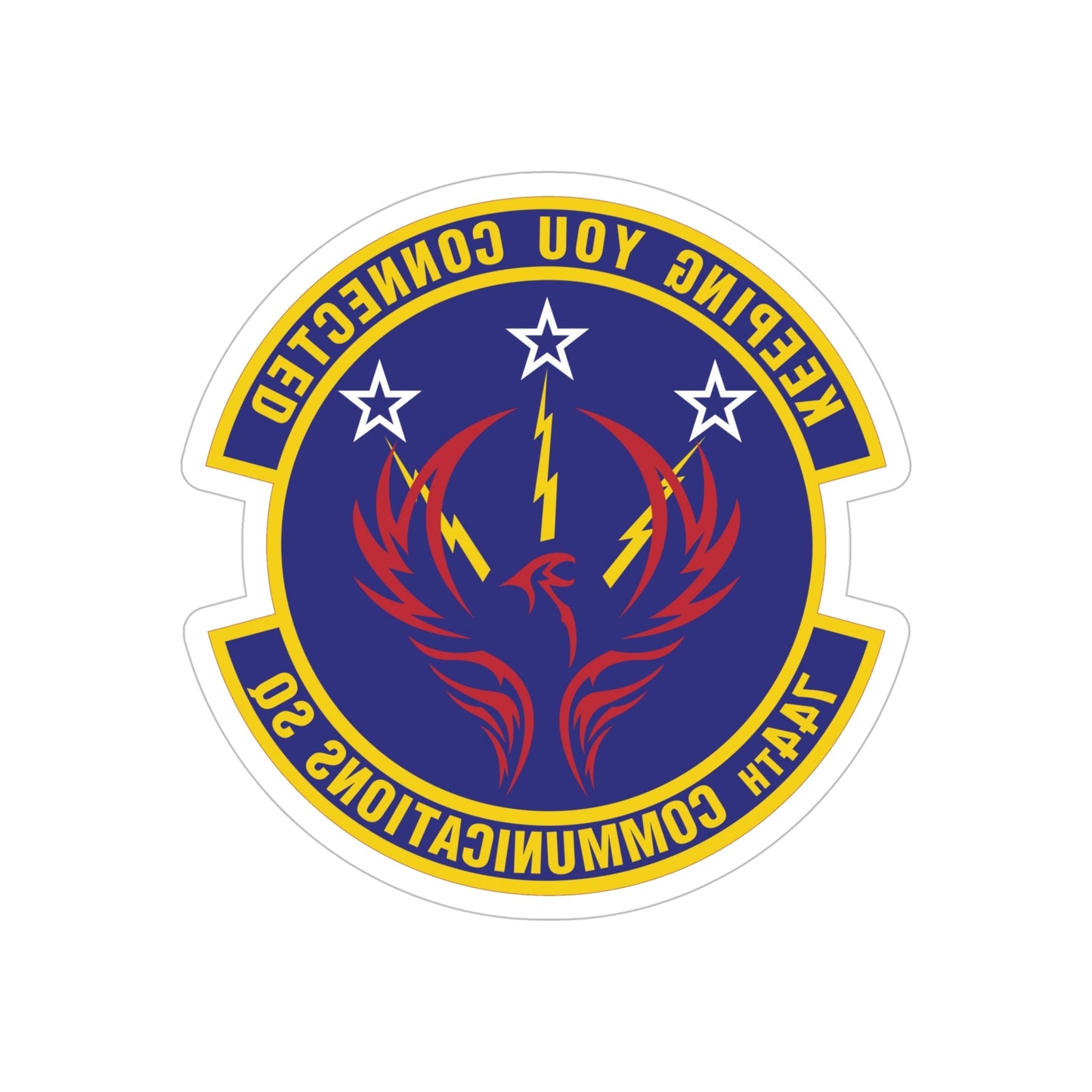 744th Communications Squadron (U.S. Air Force) REVERSE PRINT Transparent STICKER-6" × 6"-The Sticker Space