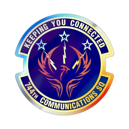 744th Communications Squadron (U.S. Air Force) Holographic STICKER Die-Cut Vinyl Decal 3 Inch Holographic - The Sticker Space