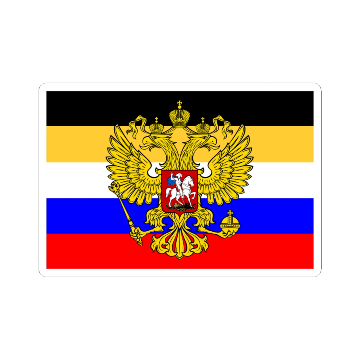 Flag of Russia combined tricolor with coat of arms (Russia) STICKER Vinyl Kiss-Cut Decal