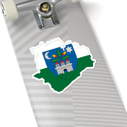 Flag-map of Veszprem County (Hungary) STICKER Vinyl Kiss-Cut Decal