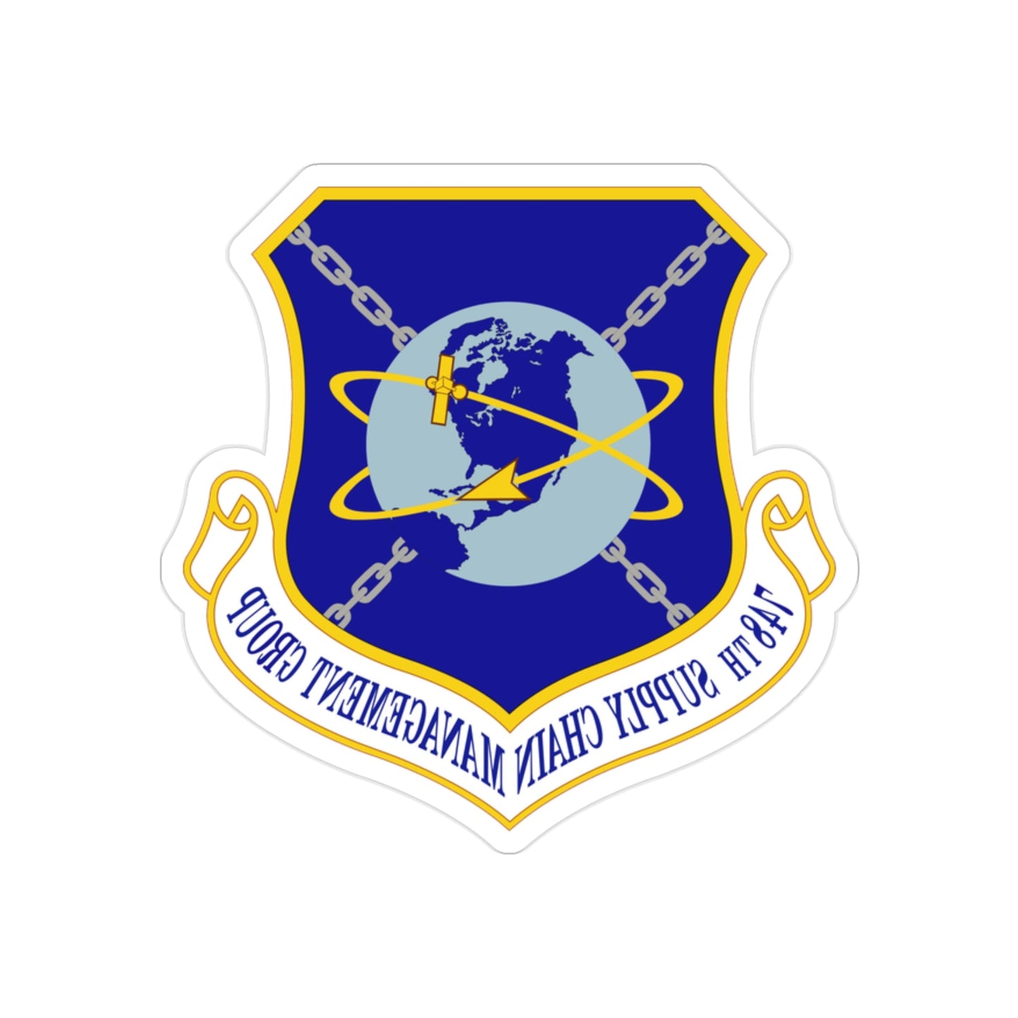 748 Supply Chain Management Group AFMC (U.S. Air Force) REVERSE PRINT Transparent STICKER-2" × 2"-The Sticker Space