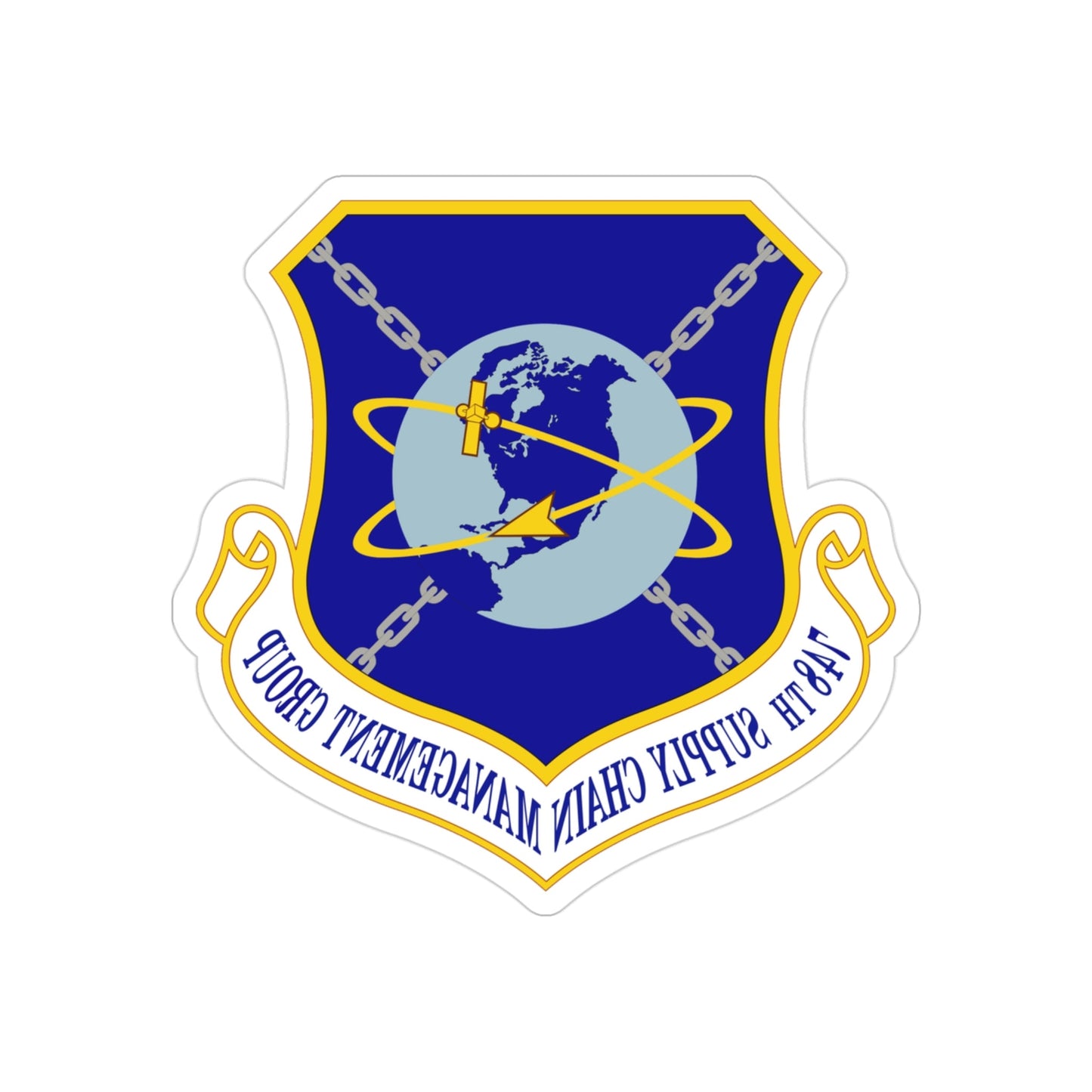 748 Supply Chain Management Group AFMC (U.S. Air Force) REVERSE PRINT Transparent STICKER-3" × 3"-The Sticker Space