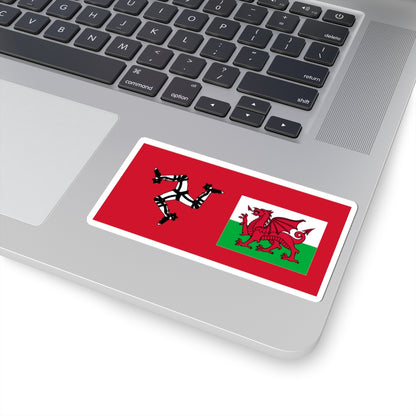 Flag of Manaw Mann and Cymru Wales (United Kingdom) STICKER Vinyl Kiss-Cut Decal