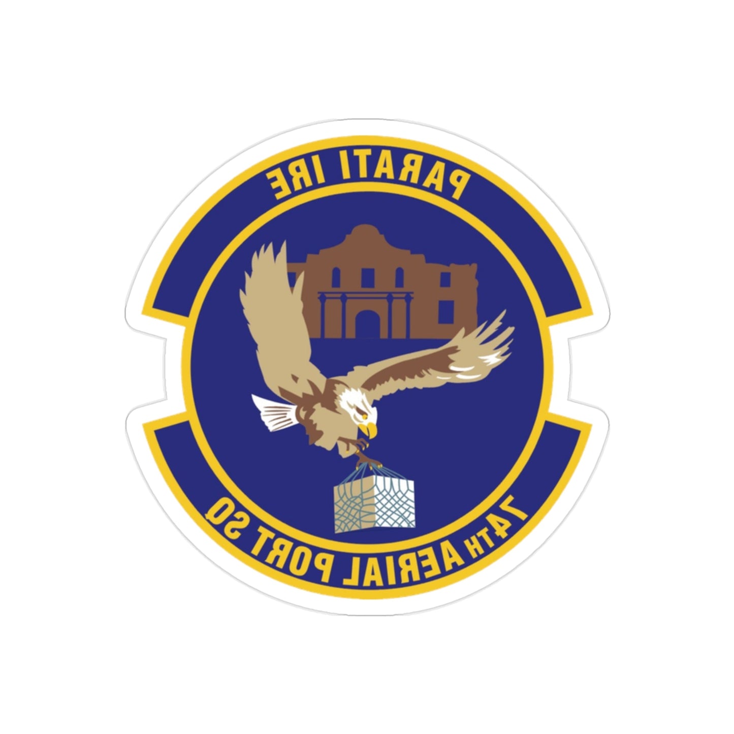 74th Aerial Port Squadron (U.S. Air Force) REVERSE PRINT Transparent STICKER-2" × 2"-The Sticker Space