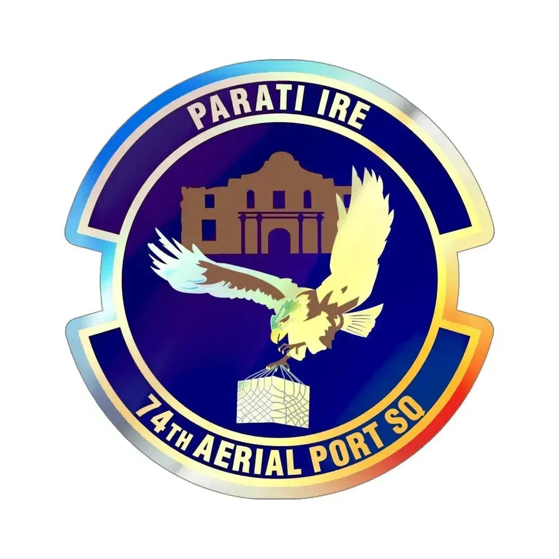 74th Aerial Port Squadron (U.S. Air Force) Holographic STICKER Die-Cut Vinyl Decal 4 Inch Holographic - The Sticker Space