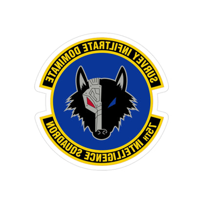 75 Intelligence Squadron ACC (U.S. Air Force) REVERSE PRINT Transparent STICKER-2" × 2"-The Sticker Space