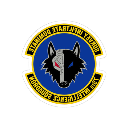 75 Intelligence Squadron ACC (U.S. Air Force) REVERSE PRINT Transparent STICKER-4" × 4"-The Sticker Space