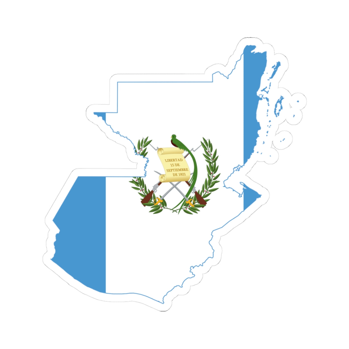 Flag-map of Guatemala Belize (Guatemala) STICKER Vinyl Kiss-Cut Decal