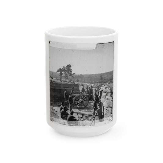 Atlanta, Ga. Federal Soldiers By Gun In Captured Fort (U.S. Civil War) White Coffee Mug