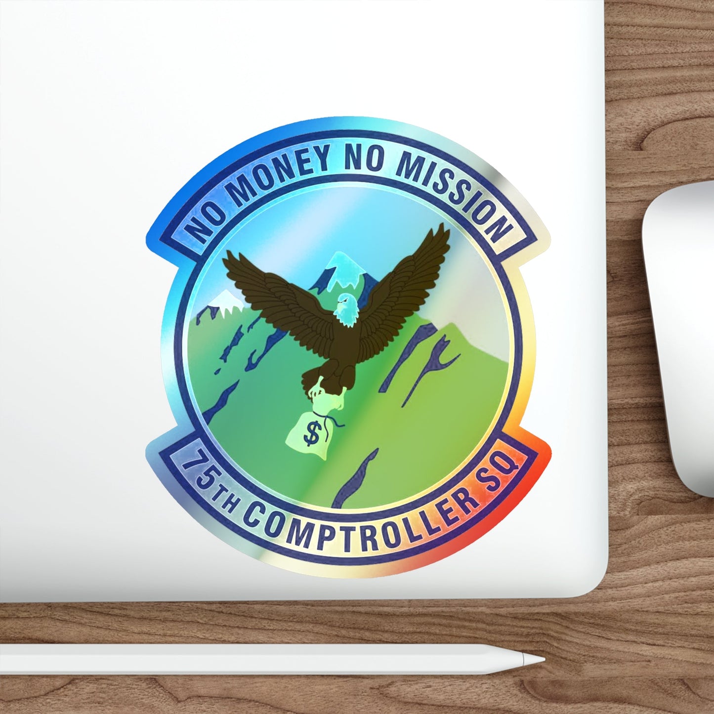 75th Comptroller Squadron (U.S. Air Force) Holographic STICKER Die-Cut Vinyl Decal-The Sticker Space