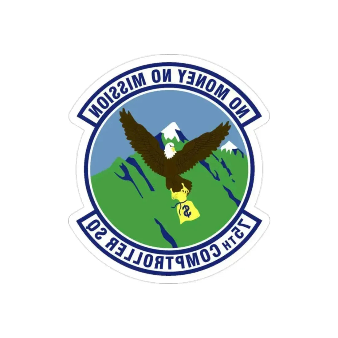 75th Comptroller Squadron (U.S. Air Force) REVERSE PRINT Transparent Die-Cut STICKER 2 Inch Die-Cut Transparent - The Sticker Space