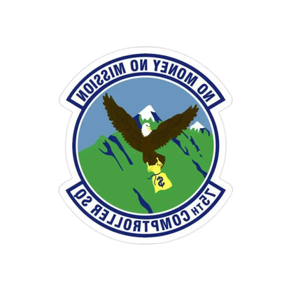 75th Comptroller Squadron (U.S. Air Force) REVERSE PRINT Transparent Die-Cut STICKER 2 Inch Die-Cut Transparent - The Sticker Space