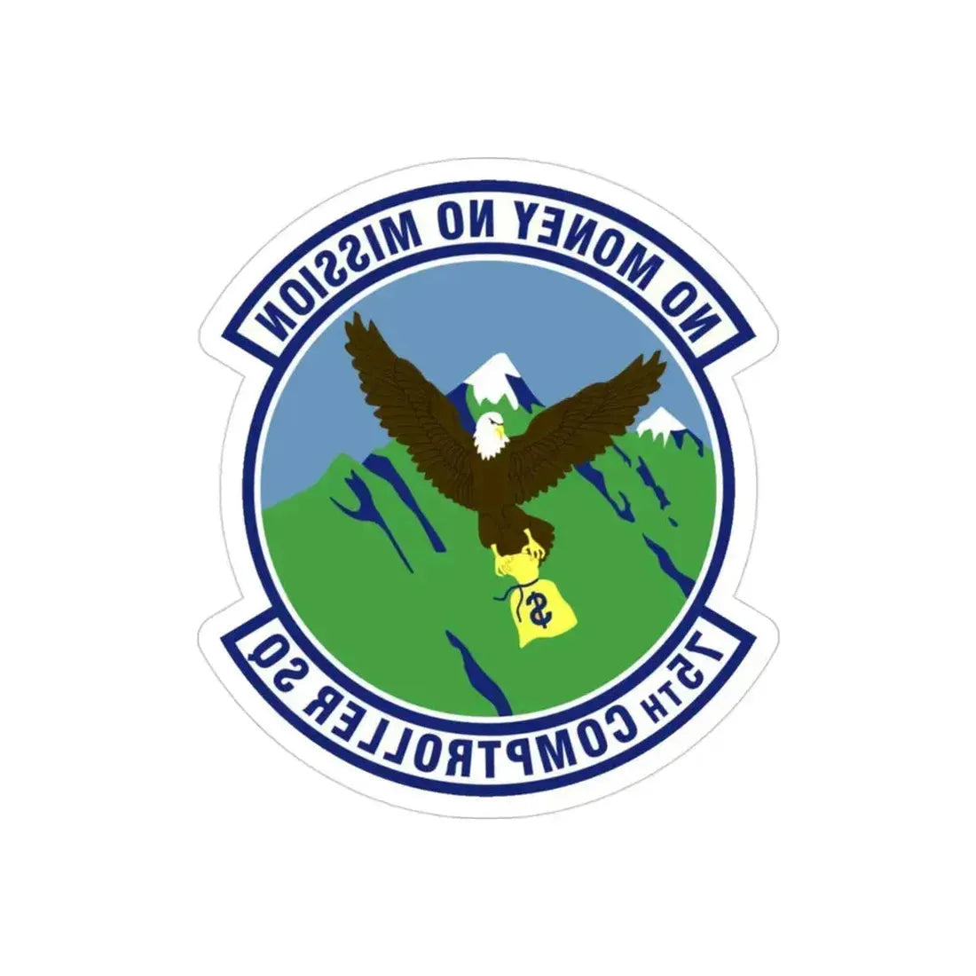75th Comptroller Squadron (U.S. Air Force) REVERSE PRINT Transparent Die-Cut STICKER 3 Inch Die-Cut Transparent - The Sticker Space