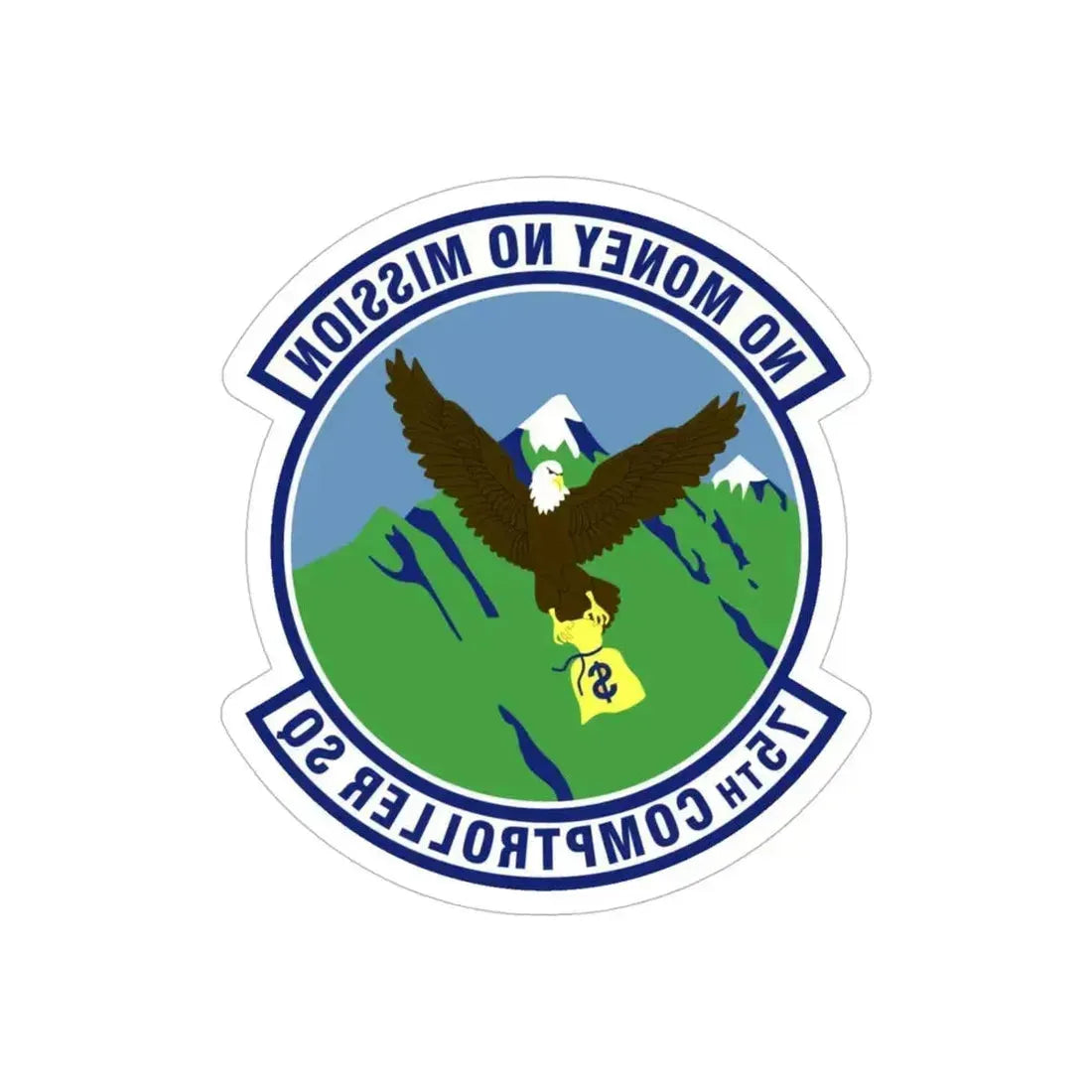 75th Comptroller Squadron (U.S. Air Force) REVERSE PRINT Transparent Die-Cut STICKER 5 Inch Die-Cut Transparent - The Sticker Space