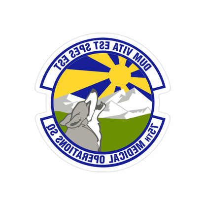 75th Medical Operations Squadron (U.S. Air Force) REVERSE PRINT Transparent STICKER-2" × 2"-The Sticker Space