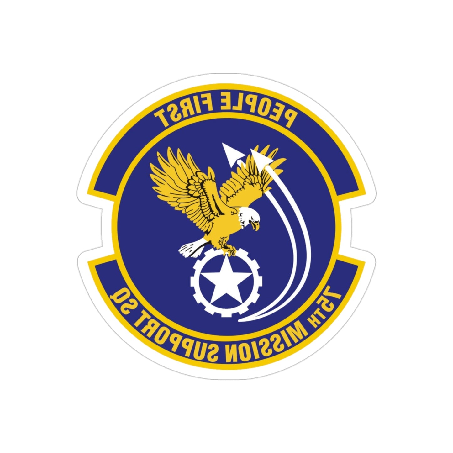 75th Mission Support Squadron (U.S. Air Force) REVERSE PRINT Transparent STICKER-3" × 3"-The Sticker Space