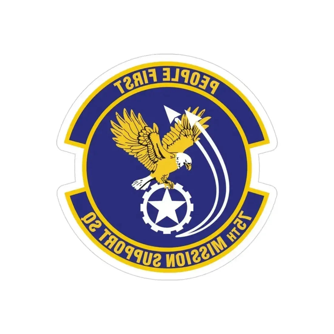 75th Mission Support Squadron (U.S. Air Force) REVERSE PRINT Transparent Die-Cut STICKER 3 Inch Die-Cut Transparent - The Sticker Space