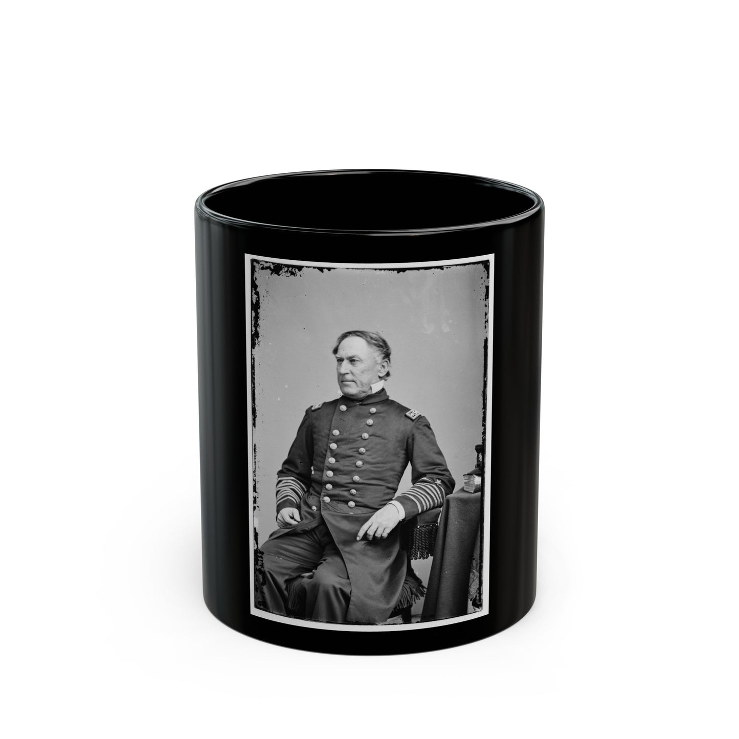 Portrait Of Rear Adm. David G. Farragut, Officer Of The Federal Navy (Vice Adm. From Dec. 3, 1864) (U.S. Civil War) Black Coffee Mug
